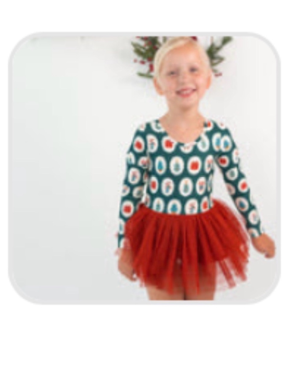 Cheeky Plum Farrah Enchanted Evergreen  Christmas Tulle Skirt Dance Leotard -